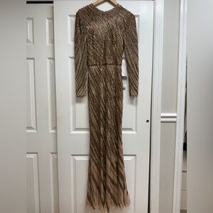 Mac Duggal Bronze Long Sleeve Gown